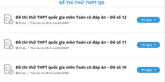 Đề thi thử trên Onluyen