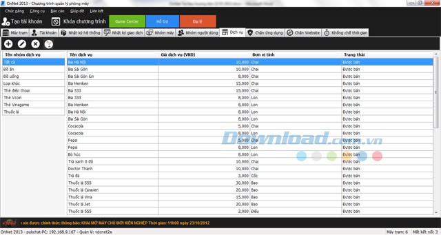Quản lý dịch vụ