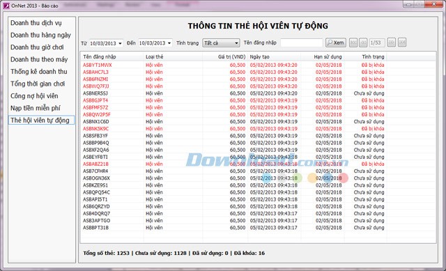 Thống kê danh mục hội viên tự động