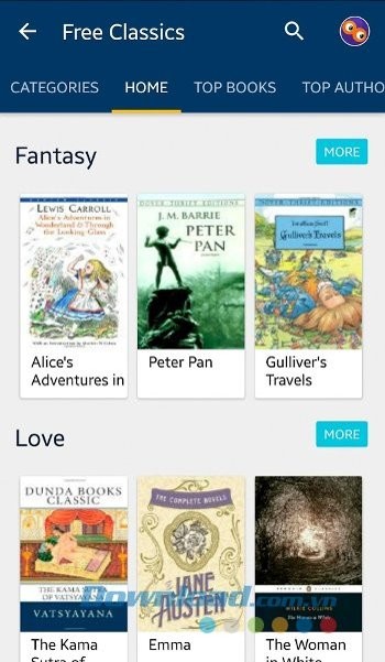 Các tab điều hướng của Oodles Reader