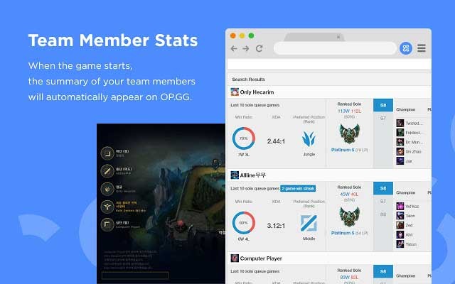 OP.GG Champion Search là tiện ích mở rộng để truy cập OP.GG