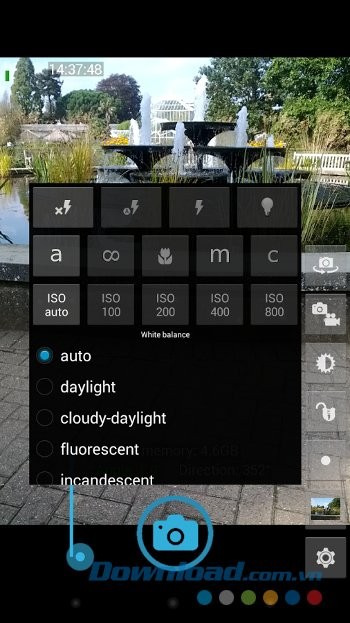 Điều chỉnh các thông số trên Open Camera