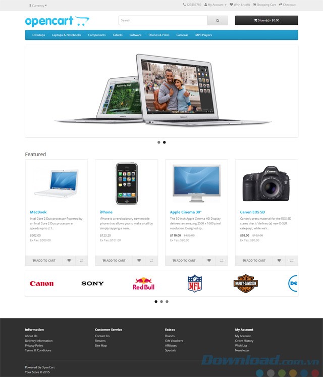 Demo website OpenCart