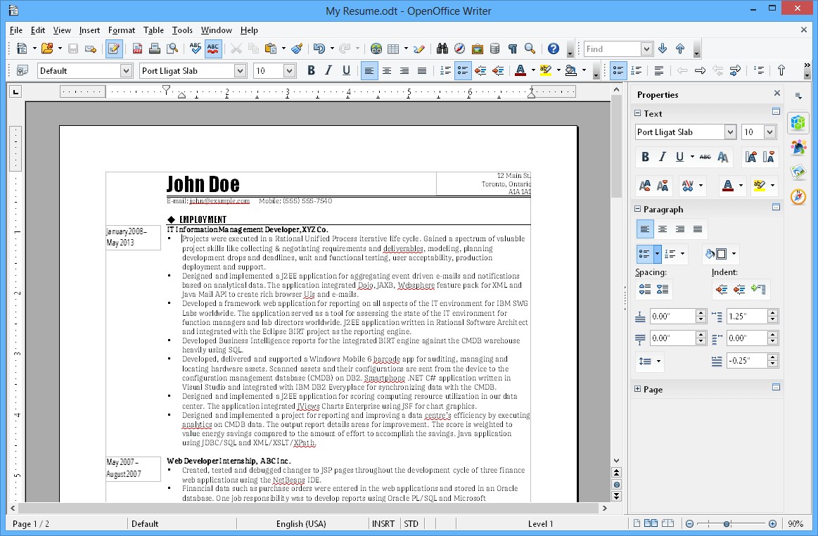 Giao diện OpenOffice Writer