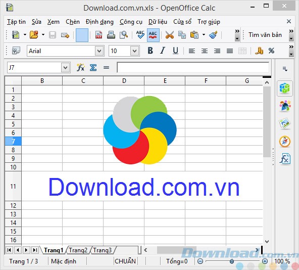 Công cụ Calc của OpenOffice tiếng Việt