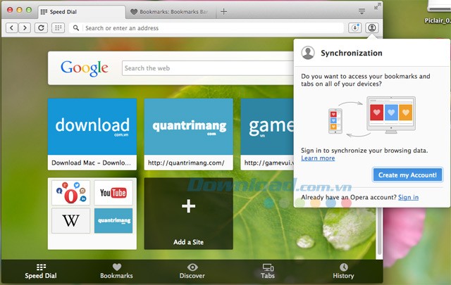 Tính năng đồng bộ của Opera cho Mac