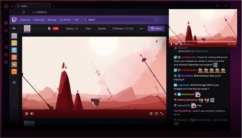 Opera GX làm nổi video