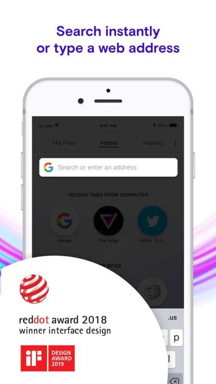 Tìm kiếm tức thời hoặc nhập địa chỉ trang web trong trình duyệt Opera Touch