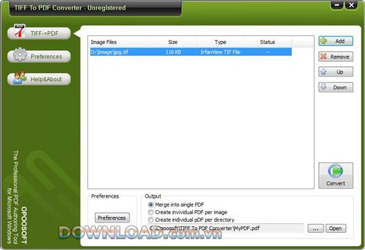 OpooSoft TIFF To PDF Converter