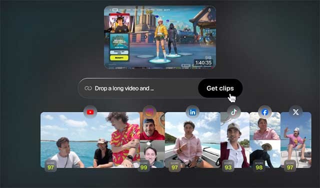 Opus Clip sử dụng AI để xác định những khoảnh khắc quan trọng trong video dài