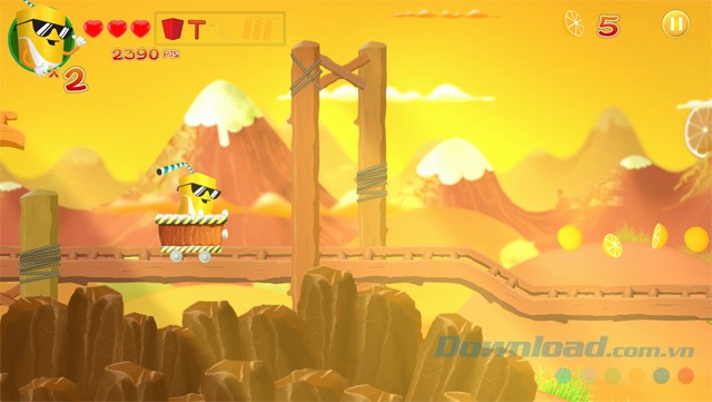 Thu thập hoa quả trong game phiêu lưu đi cảnh Orange Adventure
