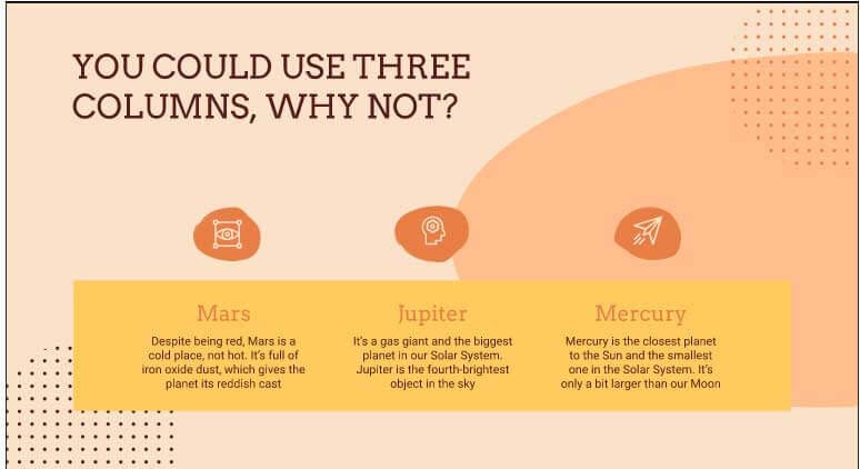 Orange Memphis Presentation hỗ trợ chia cột