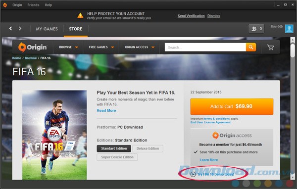 Chơi thử FIFA 16 với Origin