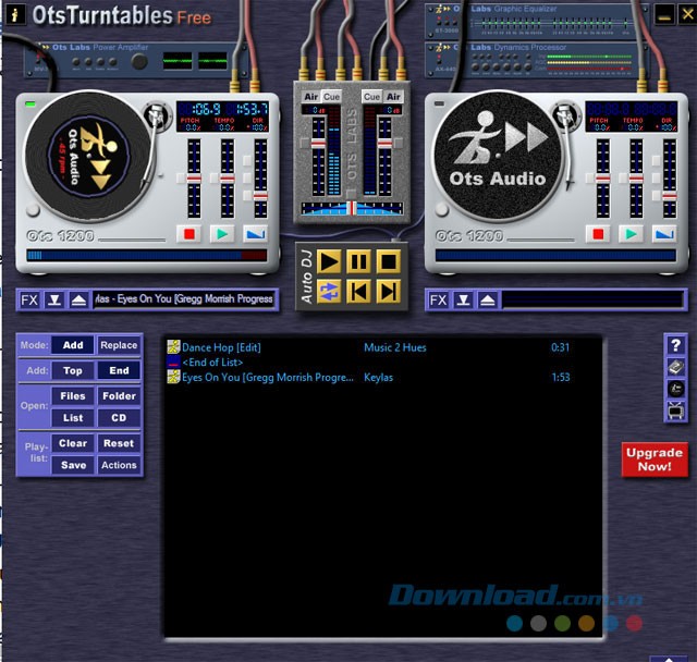 Giao diện phần mềm OtsTurntables