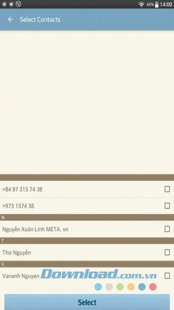 Truy cập danh bạ để lấy danh sách khách mời