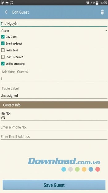 Xếp chỗ, thời gian mời khách