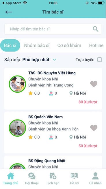 Tìm kiếm bác sĩ trên OurHealth