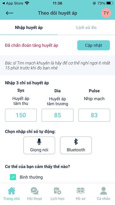 Theo dõi tình trạng sức khỏe