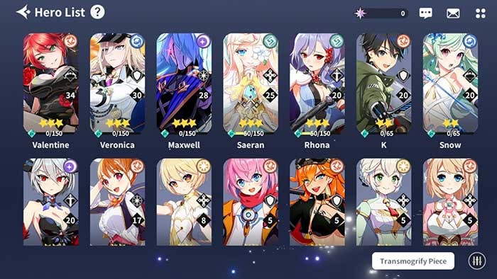 Outerplane có rất nhiều nhân vật để lựa chọn đưa vào đội hình chiến đấu