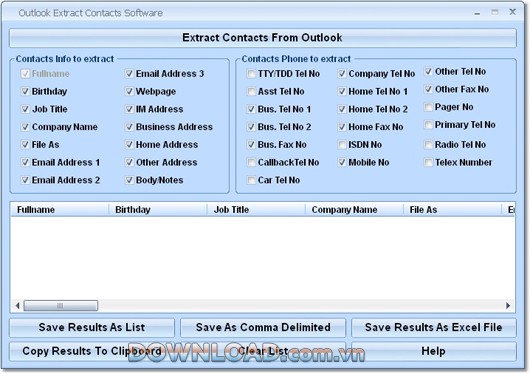 Outlook Extract Contacts Software