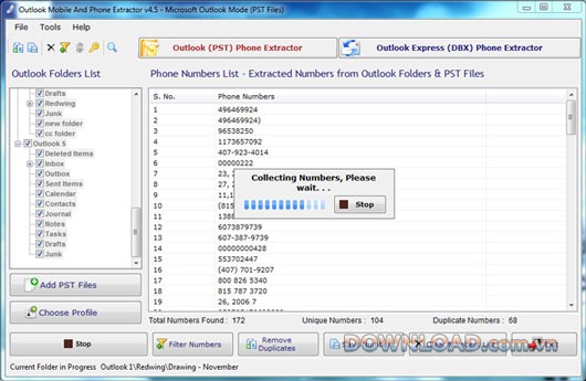 Outlook Mobile and Phone Number Extractor