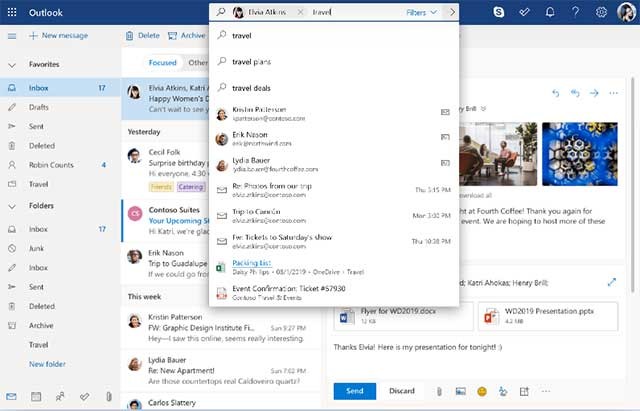 Thiết đặt nhiều tính năng của ứng dụng web hỗ trợ gửi email miễn phí Outlook