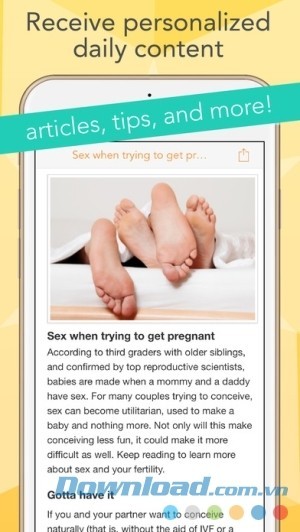 Ovia Fertility cho iOS có nội dung phong phú