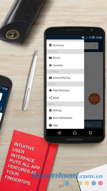 Menu ứng dụng Oxford Dictionary of English