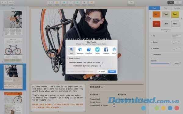 Pages cho Mac cho phép chia sẻ tài liệu với nhiều người cùng lúc