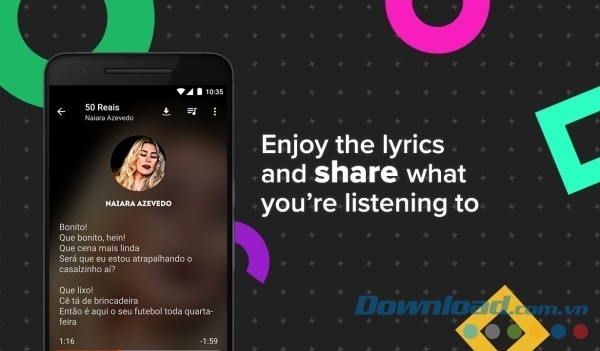 Palco MP3 cho Android hiển thị lời bài hát