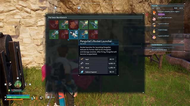 Chế tạo Súng phóng Pengullet với Ingot, Stone, Wood và Paldium Fragment