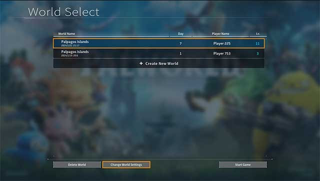 Thay vì nhấp vào “Start Game”', bạn hãy đi đến “Change World Settings”