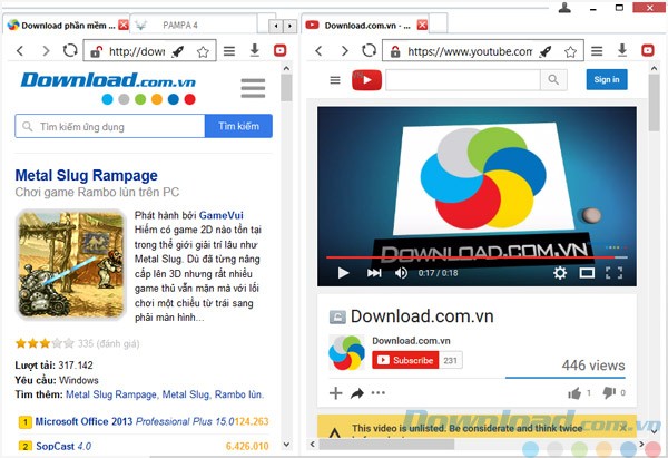 Giao diện khi xem 2 trang web cùng lúc