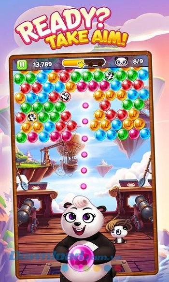 Giải cứu gấu trúc con trong game Panda Pop