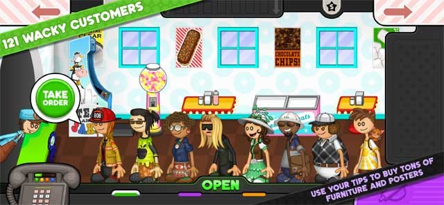 Phục vụ 121 vị khách có sở thích khác nhau trong Papa's Donuteria To Go!