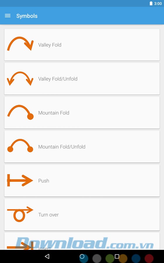 Các biểu tượng khi gấp