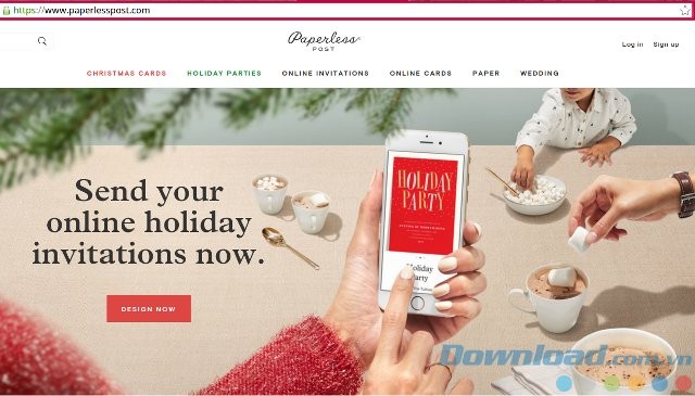 Giao diện chính của Paperless Post