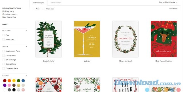 Chọn mẫu có sẵn trong Paperless Post