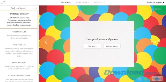 Chọn loại thiệp mời