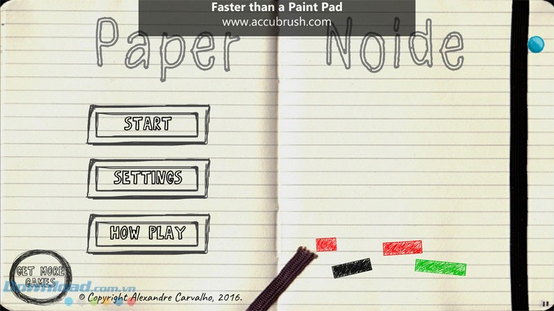 Menu chính trong game PaperNoide