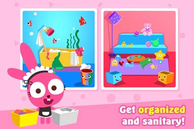 Trong game Papo World Cleaning Day có rất nhiều hoạt động dọn dẹp và lau chùi thú vị