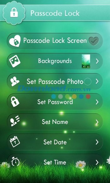 Các tùy chọn của Passcode Photo Lock Screen