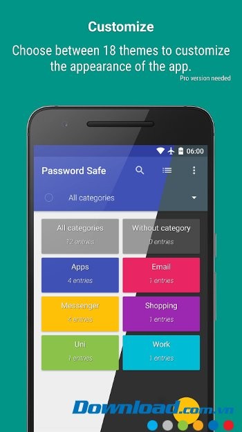 Password Safe với giao diện màn hình chính