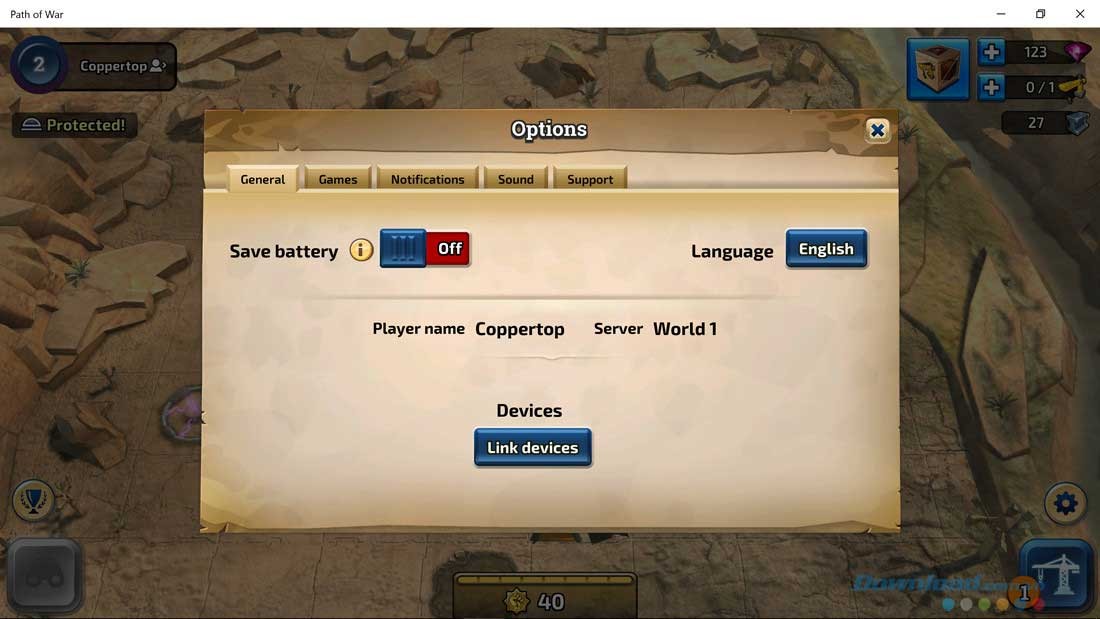 Các lựa chọn cài đặt