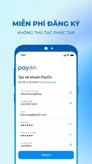 Đăng ký nhanh chóng