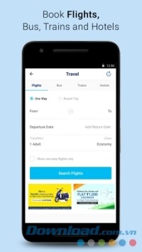 đặt vé máy bay online qua Paytm cho Android