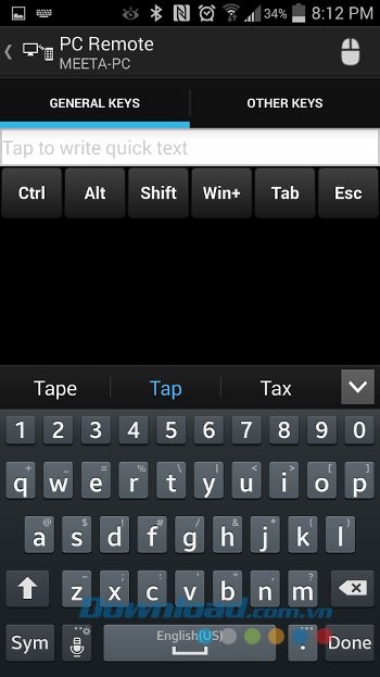 Biến Android thành chuột và bàn phím với PC Remote