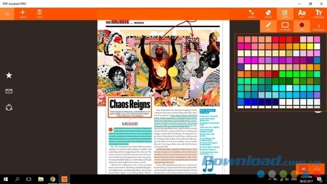 Lựa chọn màu sắc thích hợp trong ứng dụng văn phòng PDF Assistant PRO cho Windows Phone và máy tính