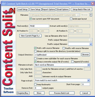 PDF Content Split Batch