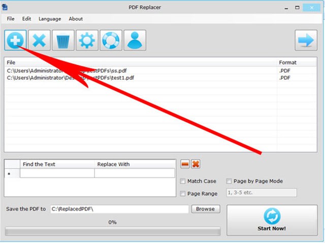 Giao diện chính của phần mềm PDF Replacer